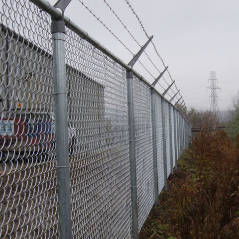 Chain Link Fence with Barbed Wire
