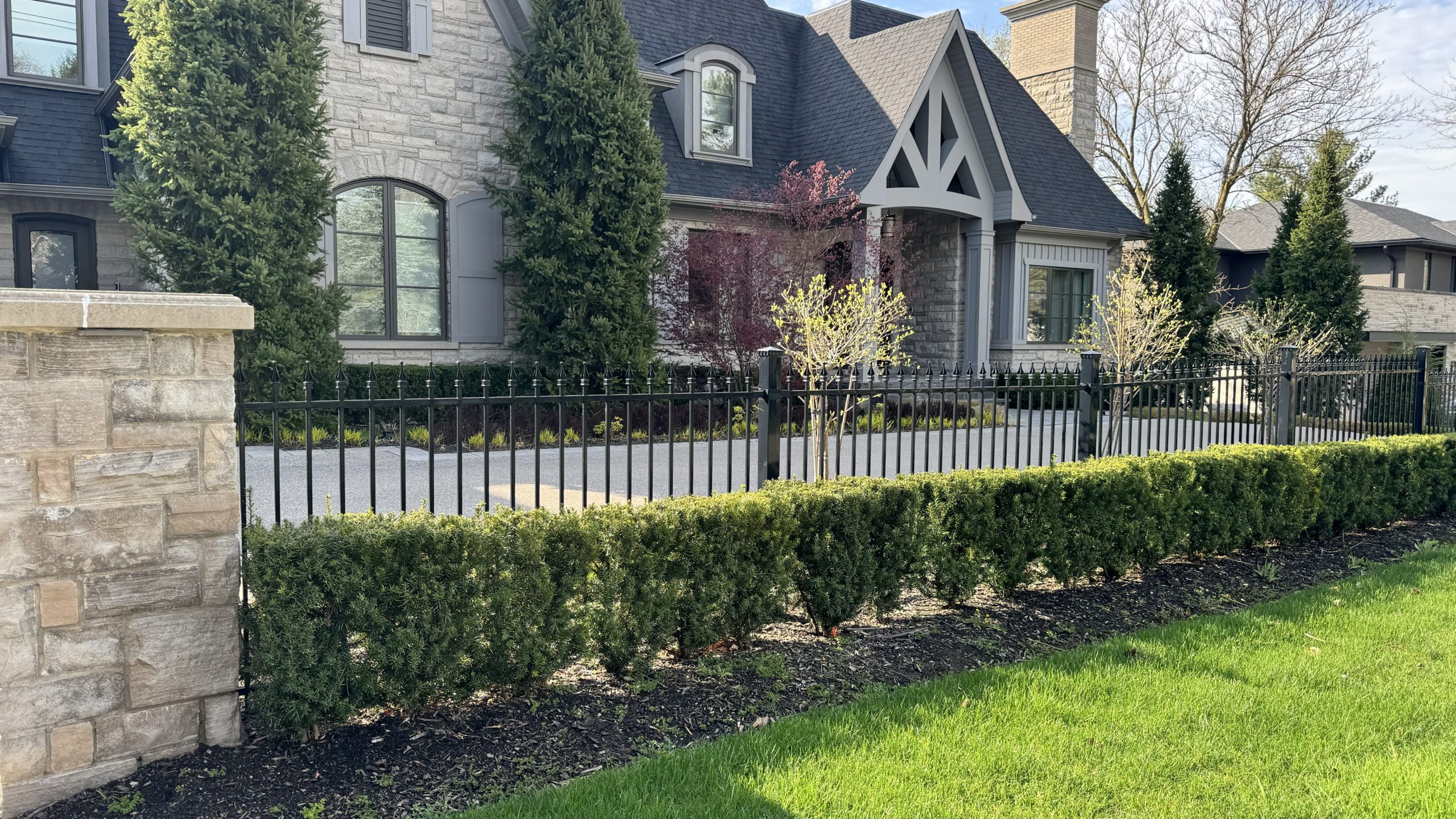 Ornamental iron fence with spike top